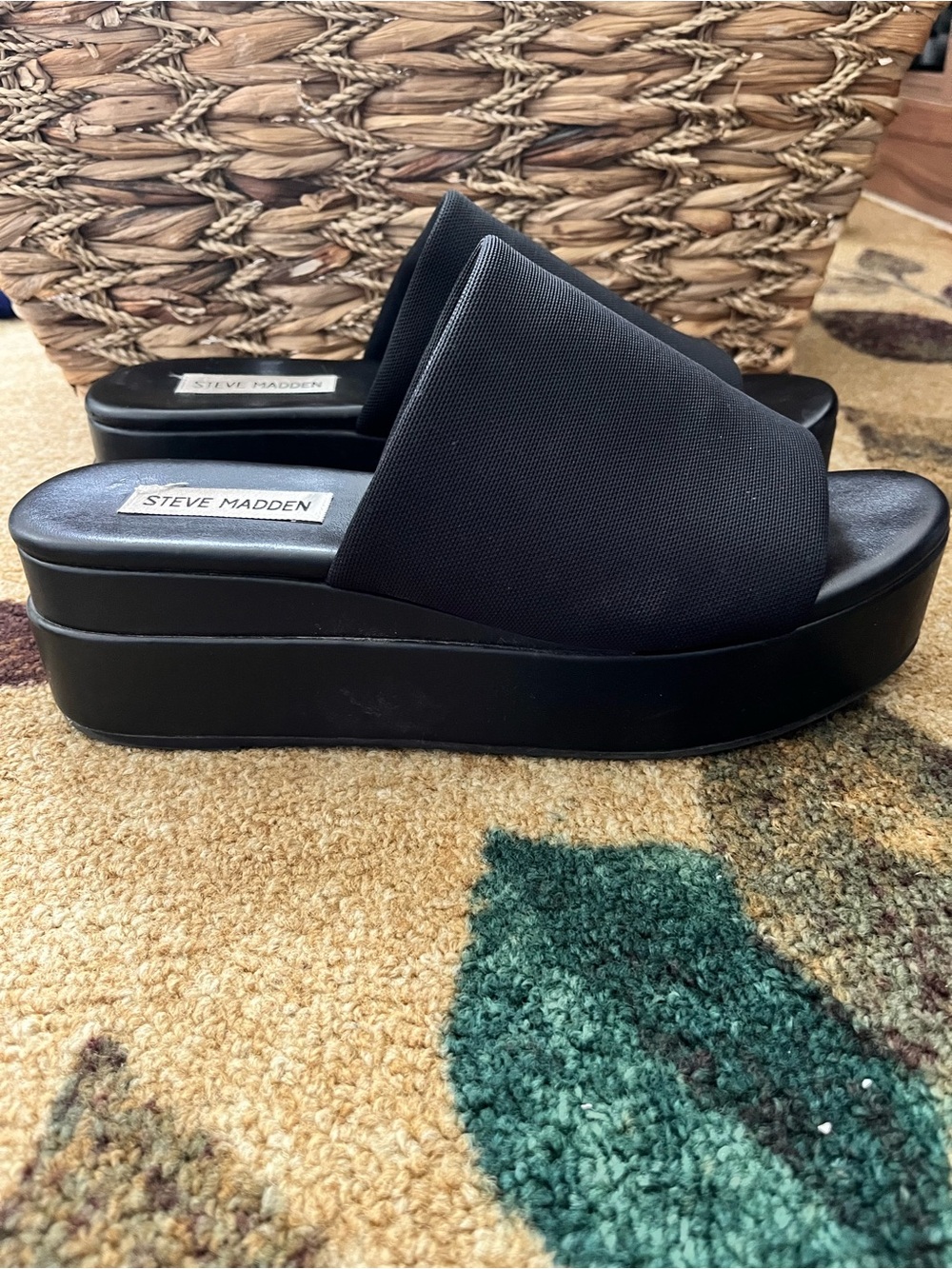 Vintage Steve Madden 90’s Slinky Black Platform Sandals Size 9.5